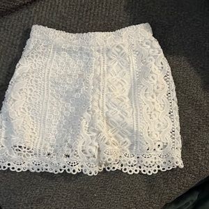 White crochet shorts